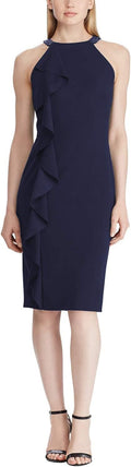 Ralph Lauren Womens Ruffled Embellished Sheath Dress