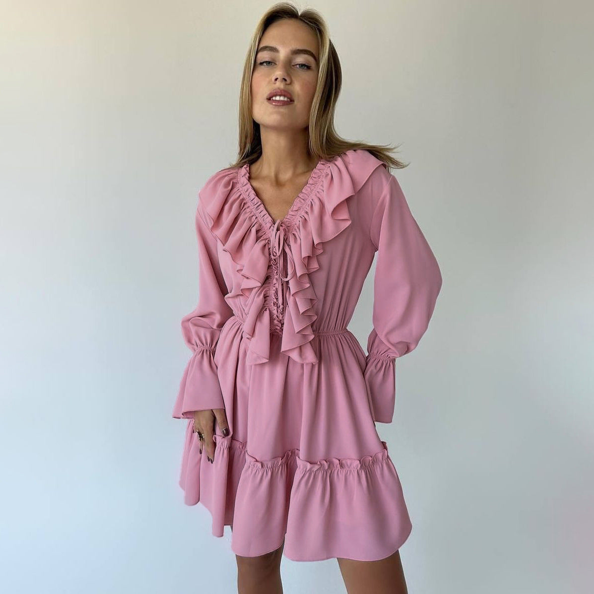 Ruffle Long Sleeve Dress 