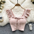 Solid Ruffled Short Tank Top