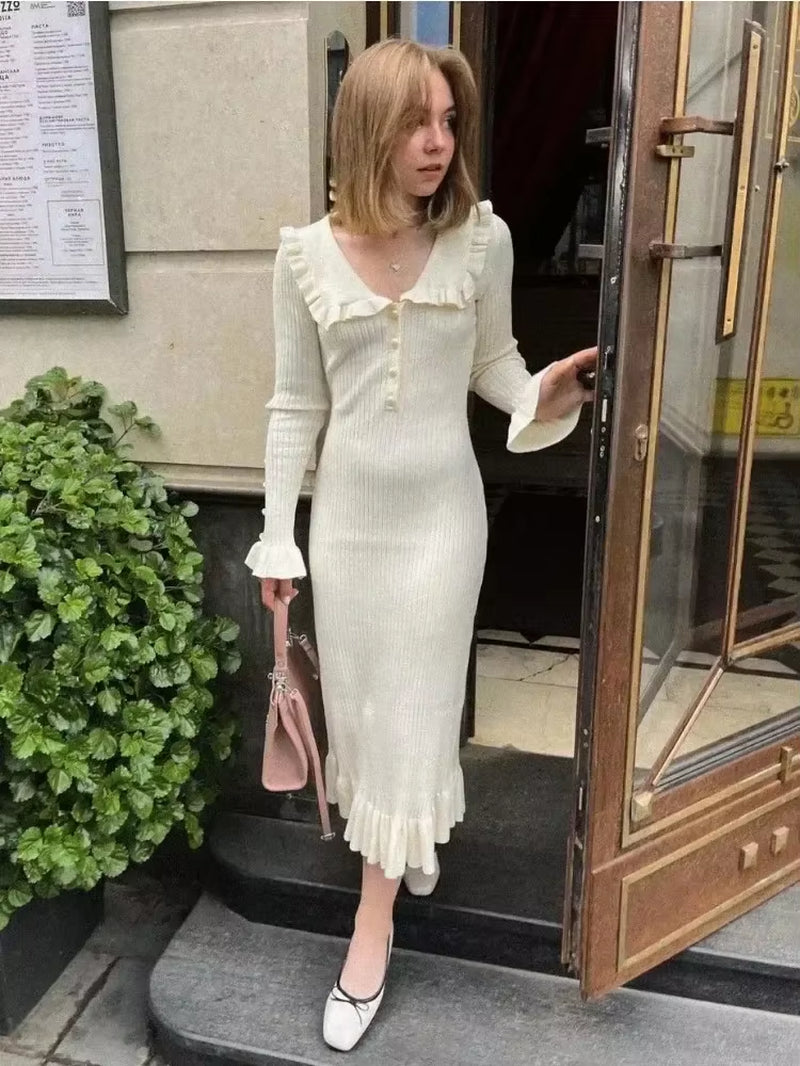 Ruffled Knit Maxi Dress 