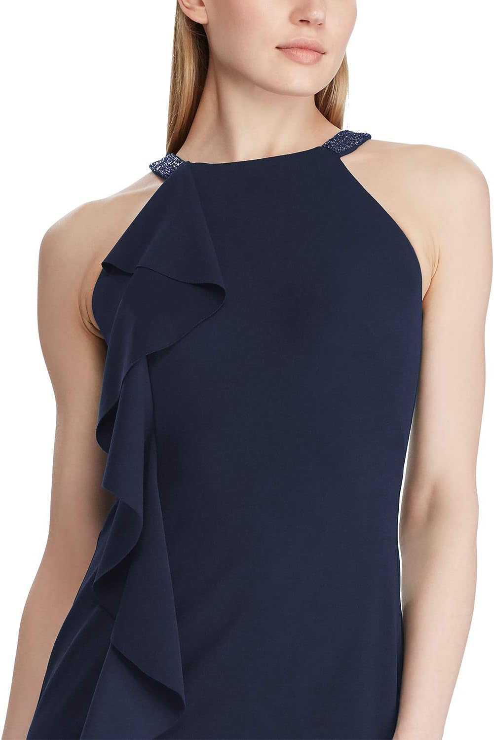 Ralph Lauren Womens Ruffled Embellished Sheath Dress
